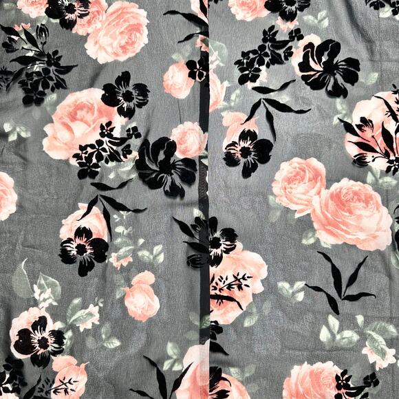 Torrid | Women | Floral Rose Long Line Velvet Trim Sheer Chiffon Kimono | Sz 1-2 - Picture 11 of 13